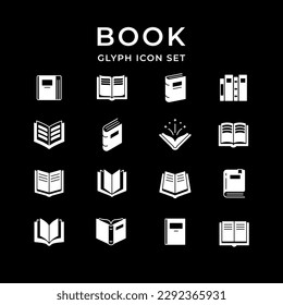 Set glyph icons of book