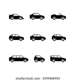 Set glyph icons of car