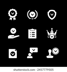 Set glyph icons of check mark