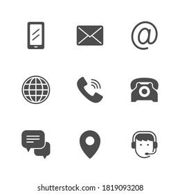 Set glyph icons of contact us