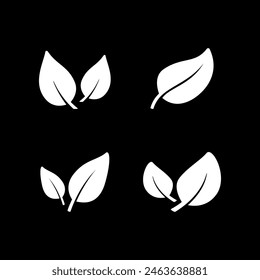 Set glyph icons of eco leaf