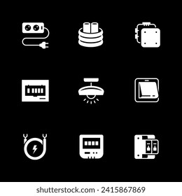 Set glyph icons of electricity