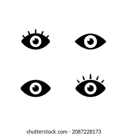 Set glyph icons of eye isolated on white