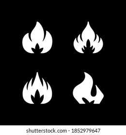 Set glyph icons of fire or flame