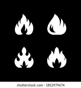 Set glyph icons of fire or flame