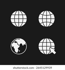 Set glyph icons of globe