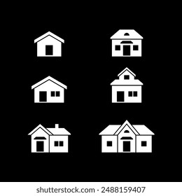 Set glyph icons of house or home