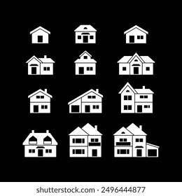 Set glyph icons of house or home