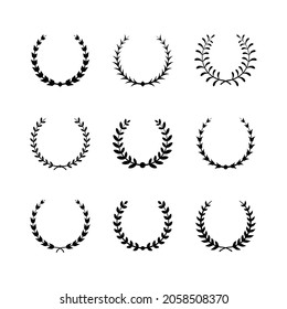 Set glyph icons of laurel wreath