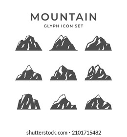 Set glyph icons of mountains