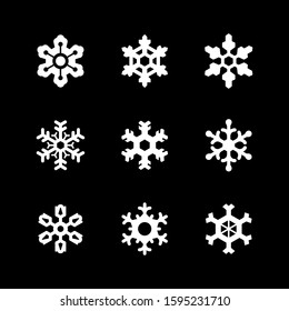Set glyph icons of snowflake