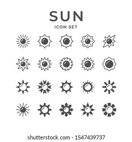 Set glyph icons of sun