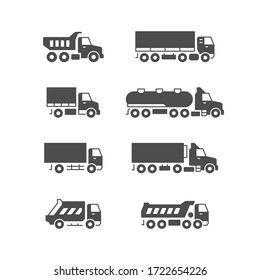 Set glyph icons of trucks