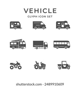 Set glyph icons of vehicle