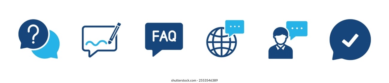 Set of glyph solid icons related dialogue, speech, chat, discussion. Perfect pixel on transparent background
