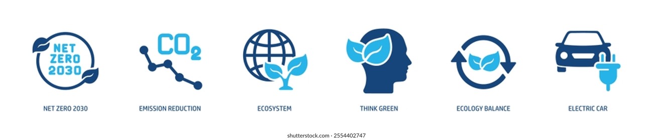Set of glyph solid icons related net zero, ecology, environment, green energy. Perfect pixel on transparent background