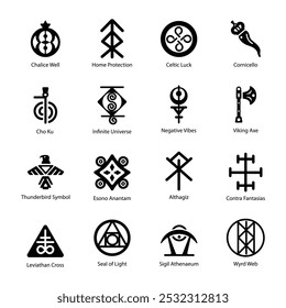 Set of Glyph Style Protection Symbols Icons 

