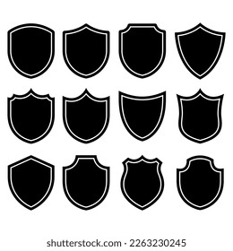Set Of Glyph Style Shields Vectorart