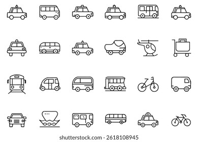 set of  glyph transportation web icons.