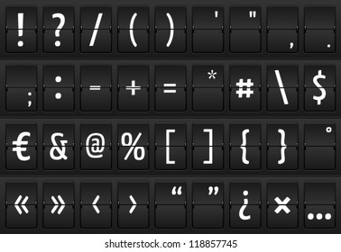 Set of glyphs on a mechanical terminal table, isolated elements svg