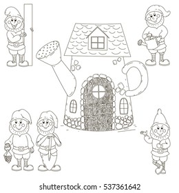 Set gnomes and a house.