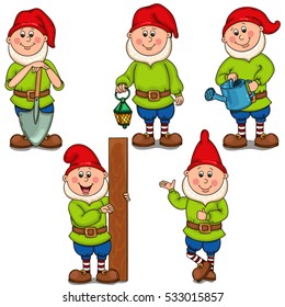Set gnomes. Isolated vector object.
