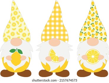 Set Gnomes lemons vector illustration