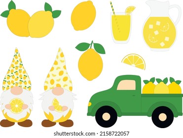 Set Gnomes lemons vector illustration