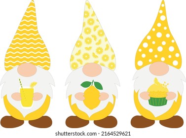 Set Gnomes lemons vector illustration