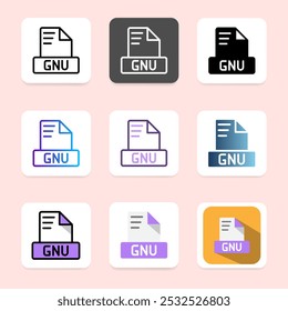 Set gnu icons file format. for a stylish interface and modern colors.