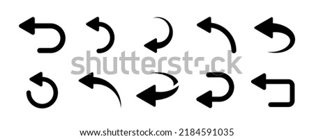 Set of go back arrows vector icons. Left direction. Return, previous, backward arrow. Pointer back. Vector 10 EPS.