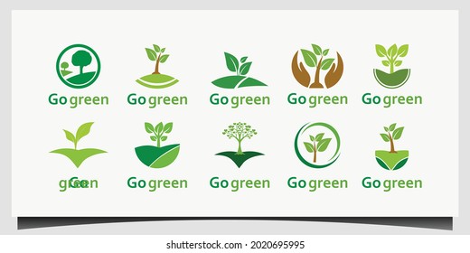 set Go green logo design vector