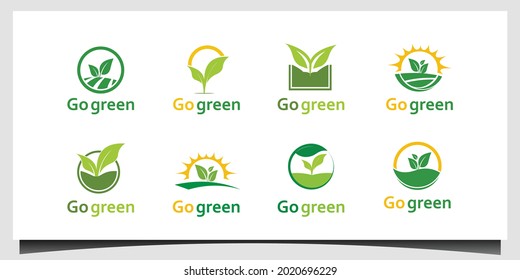 set Go green logo design vector