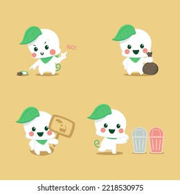 Set Of Go Green Mascot Design