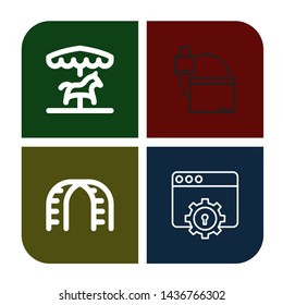 Set of go icons such as Merry go round, Web, Stairs , go