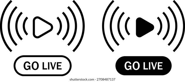 Set of go live icon set. Live stream symbols. Social media and online event signs. On Air Broadcast Icons
