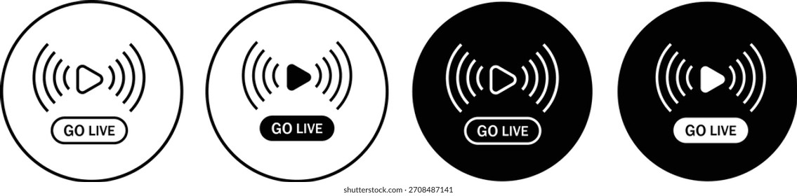 Conjunto de conjunto de iconos en vivo. Símbolos de transmisión en vivo. Redes sociales y carteles de eventos en línea. Iconos de transmisión en el aire
