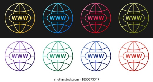 Establecer el icono Ir a Web aislado en fondo blanco y negro. Icono de Www. Pictograma del sitio web. Símbolo de la web a nivel mundial. Símbolo de Internet para el diseño de tu sitio web, aplicación. Vector.