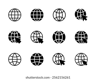 Set of Go to web icon symbol vector isolated on white background