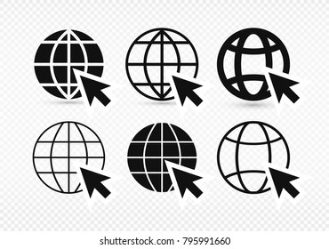 Set of go to web Icon in trendy flat style isolated on grey background. Internet symbol for your web site design, logo, app. Vector illustration. Website pictogram. Isolated on transparent background