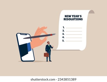 Set goal or business target for new year or beginning with work challenge. Flat vector illustration