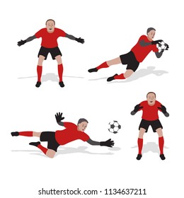 Set of goalie isolated on white background. vector illustration.