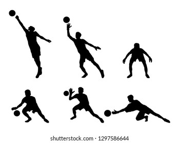 Set of goalkeeper silhouettes