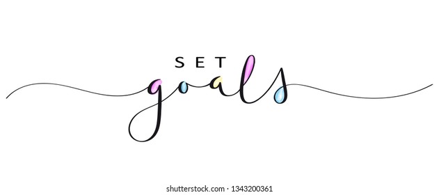 SET GOALS brush calligraphy banner with watercolor texture