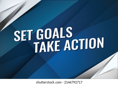 Set goals take action concept vector illustration with blue lines modern futuristic style for landing page template ui web mobile app poster banner flyer background gift card coupon label wallpaper