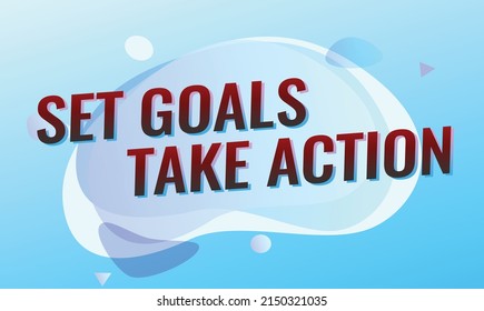 Set goals take action concept vector illustration with blue bubble modern futuristic style for landing page template ui web mobile app poster banner flyer background gift card coupon label wallpaper