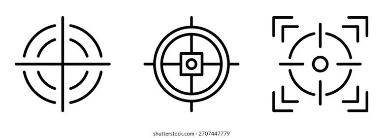 Conjunto de objetivos. Icono de destino. Objetivo, icono de objetivo. Blanco de tiro con arco con flecha aislada sobre fondo blanco. Ilustración vectorial. EPS 10