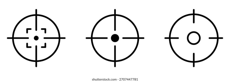 Set of goals. Target icon. Target, goal icon. Archery target with arrow isolated on white background. Vector illustration. EPS 10