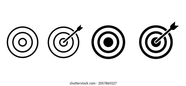 Set of goals and target vector icons