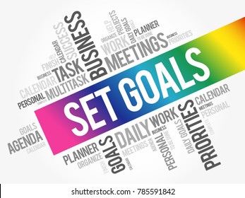 Set Goals word cloud collage, business concept background
